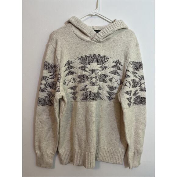 American Eagle Womens L Sweater Hoodie Aztec Cream Burgundy - Picture 1 of 10